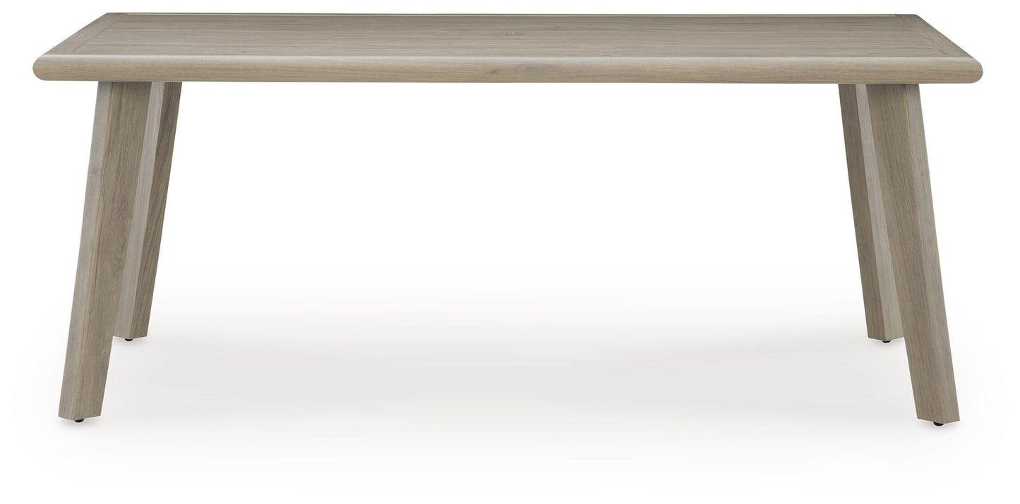Cliff Trails - Rectangle Dining Table With Umbrella Option - Beige