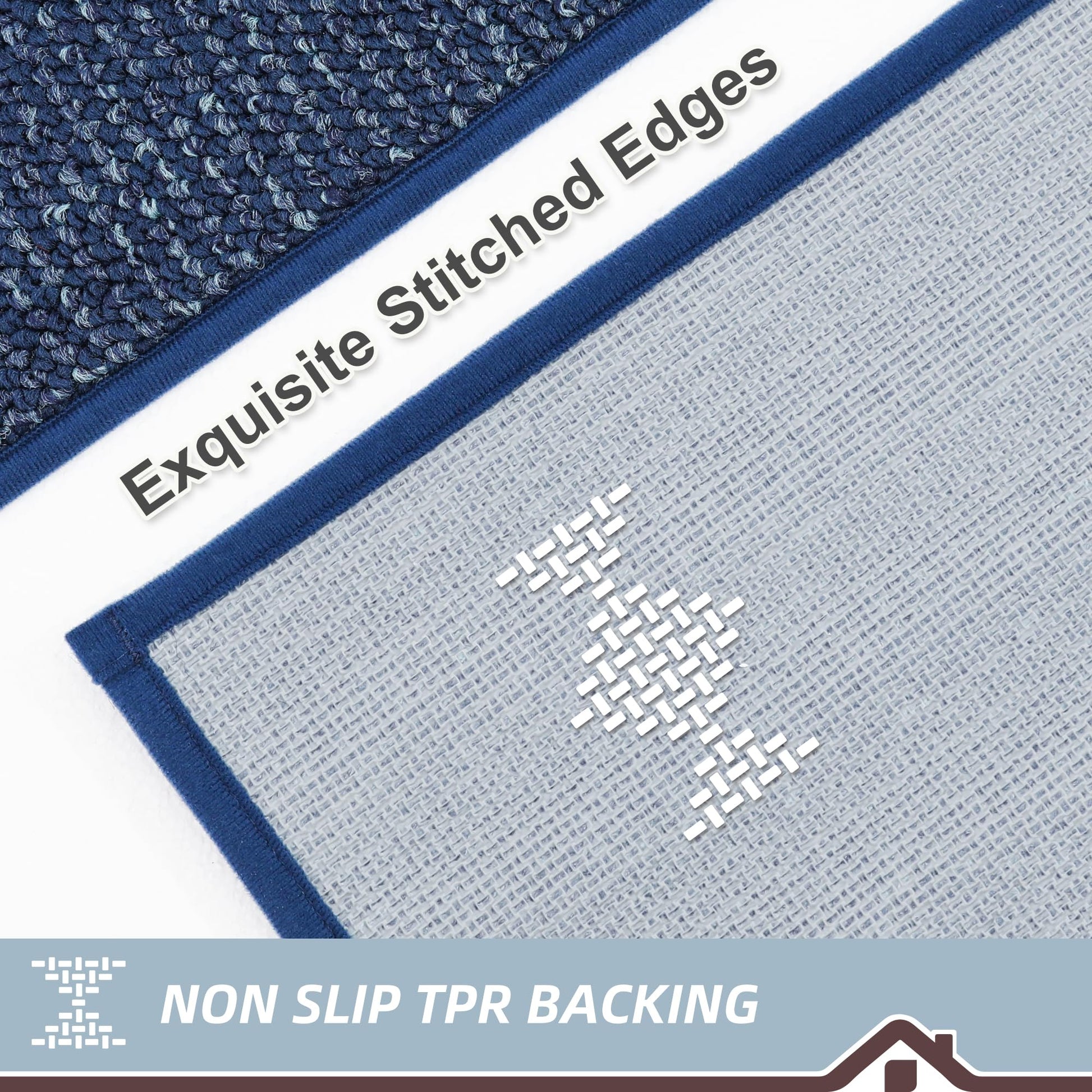 BEQHAUSE Kitchen Runner Rugs 24"x60", Non-Slip Kitchen Mats for Floor, Super Absorbent and Stain Resistant Kitchen Rugs, Machine Washable Rugs for Kitchen, Hallway, Laundry & Sink, Blue