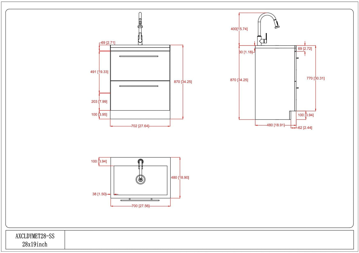 Metro - Laundry Cabinet & Faucet And Stainless Steel Sink
