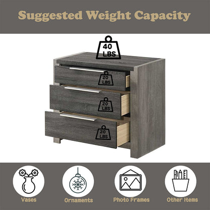 Jehoram - 3 Drawer Nightstand For Bedroom
