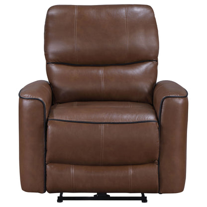 Denson - Upholstered Power Recliner Chair With USB Charging And Smooth Button Recline - Brown