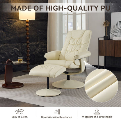 Recliner Chair With Ottoman, 360° Swivel Massage Lounge Chair With 5-Point Vibration & Heated Seat