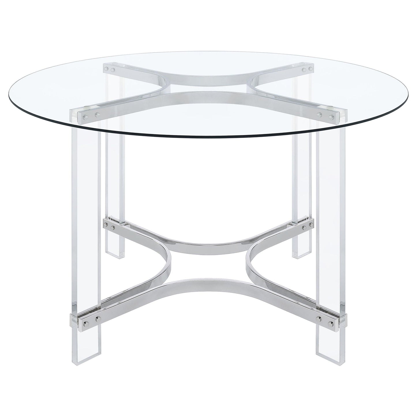 Keeling 5-piece Round Glass Top Acrylic Dining Set Chrome