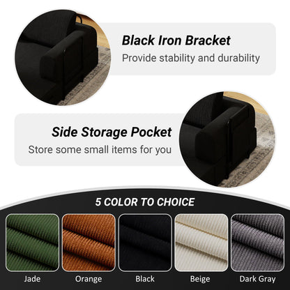 Convertible Sleeper Sofa Bed With Cylindrical Pillow, Fixed Shape Frame
