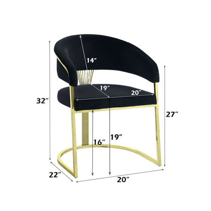 Fallon - Side Chair - Black Velvet & Mirrored Gold