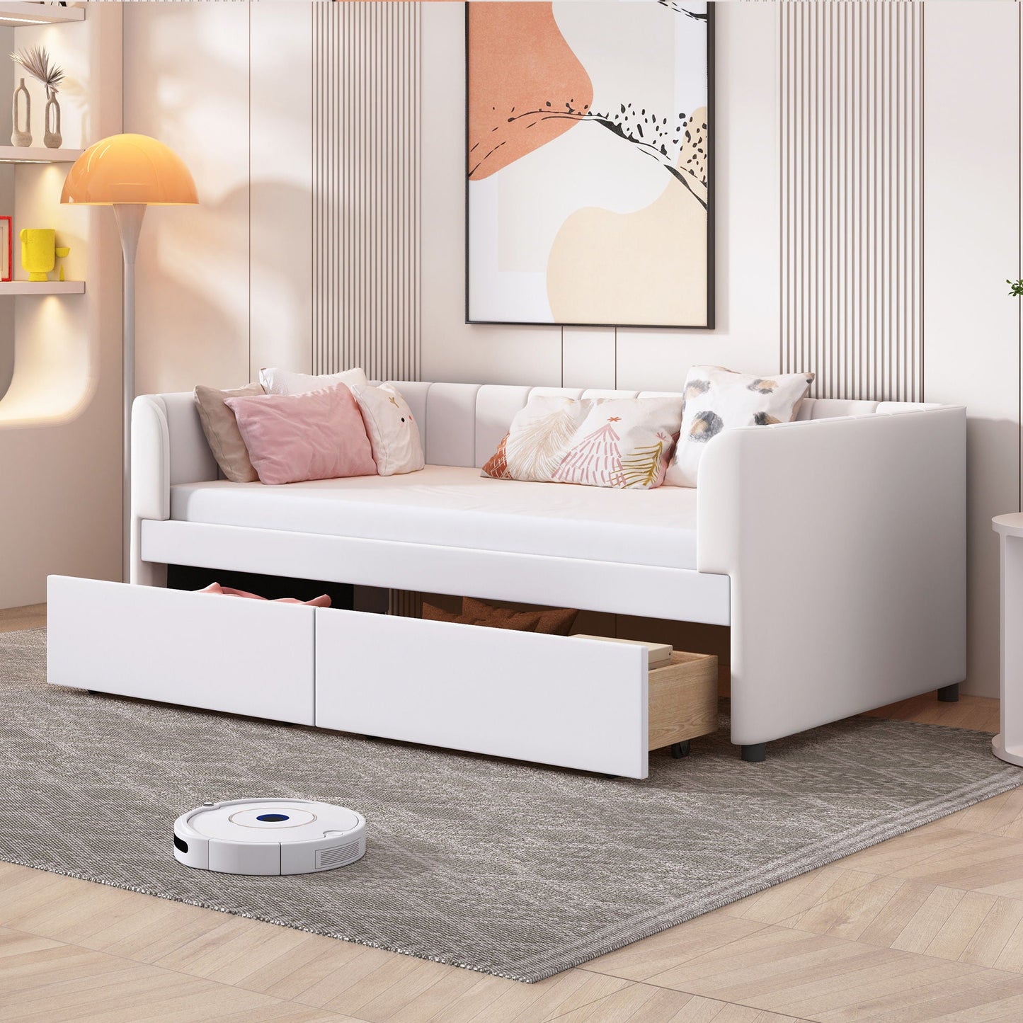 Upholstered Daybed With Ergonomic Design Backrest
