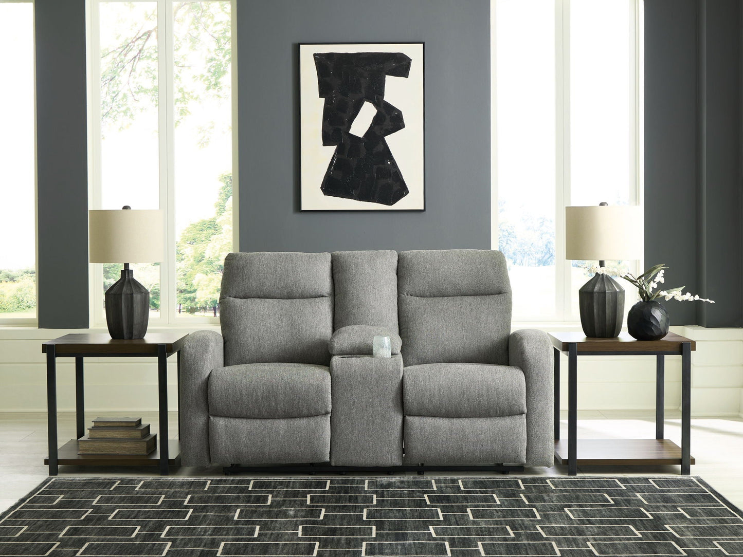 Gauntlet - Double Recline Loveseat With Console - Sterling