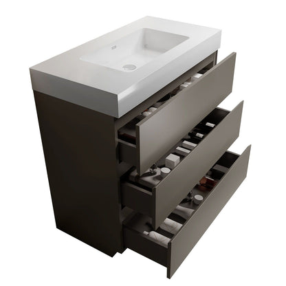 Alice - Bathroom Vanity With Sink, Large Storage Freestanding Bathroom Vanity For Modern Bathroom, One-Piece Sink Basin Without Drain And Faucet