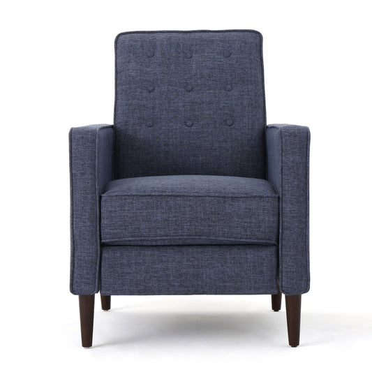 Mid-Century Modern Recliner With Button Tufted Waffle Stitch