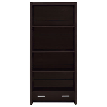 Skylar 71-inch 5-shelf Bookcase with Drawer Cappuccino