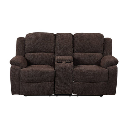 Madden - Motion Loveseat With Console - Brown Chenille