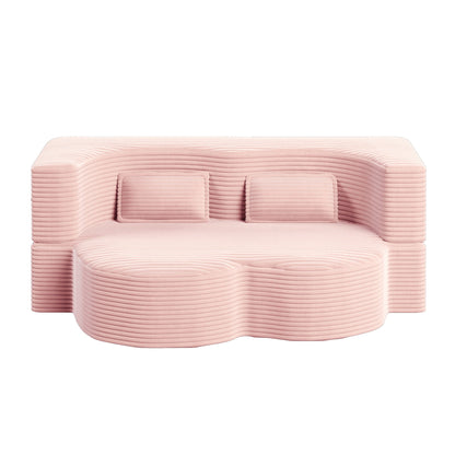 Convertible Foam-Filled Sleeper Sofa Bed With 2 Pillows