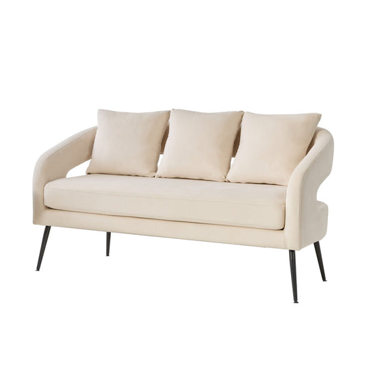 Open Back Loveseat Settee With 3 Pillows