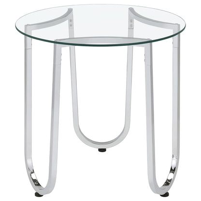 Beller 3-piece Round Tempered Glass Top Coffee Table Set Chrome