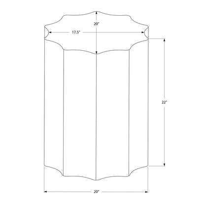 Drum Accent Side Table, Stylish Scalloped Design