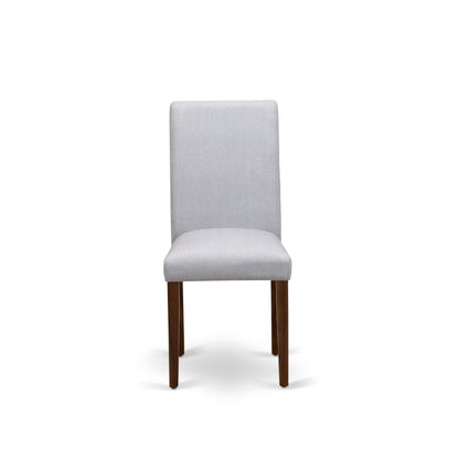 EAST WEST FURNITURE - CNAB5-N8-05 - 5-Pc Modern Dining Table Set- 4 Dining Chairs and Wood Dining Table - Grey Linen Fabric Seat and High Chair Back (Antique Walnut Finish)