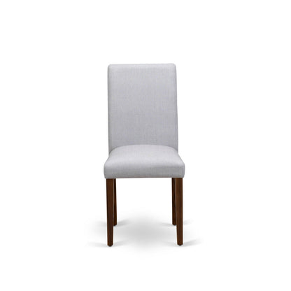 EAST WEST FURNITURE - CNAB7-N8-05 - 7-Pc Modern Dining Set- 6 Parson Dining Chairs and Modern Kitchen Table - Grey Linen Fabric Seat and High Chair Back (Antique Walnut Finish)
