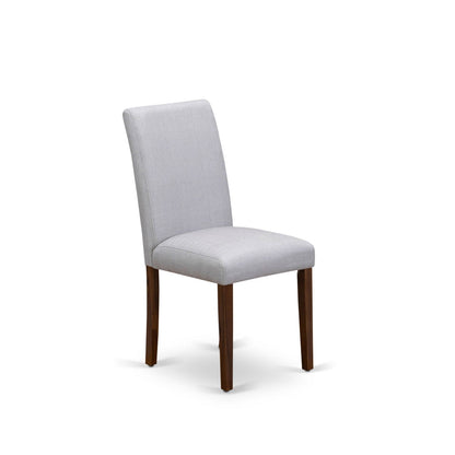 EAST WEST FURNITURE - CNAB7-N8-05 - 7-Pc Modern Dining Set- 6 Parson Dining Chairs and Modern Kitchen Table - Grey Linen Fabric Seat and High Chair Back (Antique Walnut Finish)