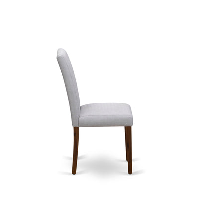 EAST WEST FURNITURE - CNAB5-N8-05 - 5-Pc Modern Dining Table Set- 4 Dining Chairs and Wood Dining Table - Grey Linen Fabric Seat and High Chair Back (Antique Walnut Finish)