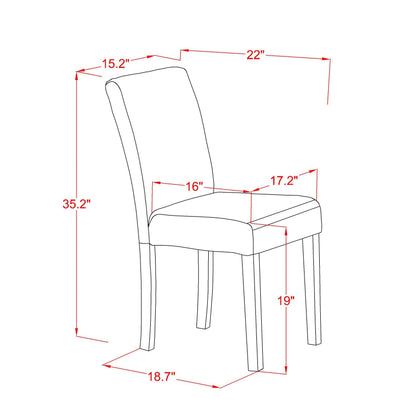 EAST WEST FURNITURE - CNAB5-N8-05 - 5-Pc Modern Dining Table Set- 4 Dining Chairs and Wood Dining Table - Grey Linen Fabric Seat and High Chair Back (Antique Walnut Finish)