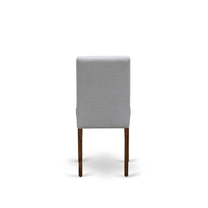 EAST WEST FURNITURE - CNAB7-N8-05 - 7-Pc Modern Dining Set- 6 Parson Dining Chairs and Modern Kitchen Table - Grey Linen Fabric Seat and High Chair Back (Antique Walnut Finish)