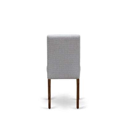 EAST WEST FURNITURE - CNAB5-N8-05 - 5-Pc Modern Dining Table Set- 4 Dining Chairs and Wood Dining Table - Grey Linen Fabric Seat and High Chair Back (Antique Walnut Finish)