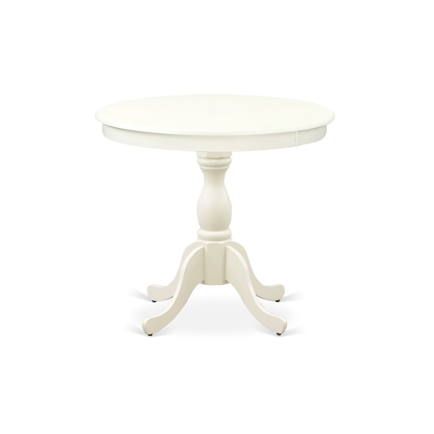 EAST WEST FURNITURE - AMVA5-LWH-C - 5-Piece Dinette Room Set- 4 dining room chairs and Wooden Dining Table - Linen Fabric Seat and Slatted Chair Back (linen white Finish)