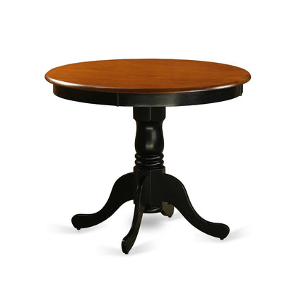 EAST WEST FURNITURE - ANDL3-BLK-W - 3-Piece Dining Room Set- 2 Dining Chair and Modern Round Dining Table - Wooden Seat and Slatted Chair Back (Black Finish)