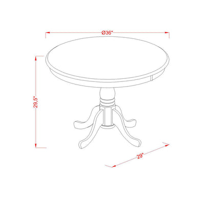EAST WEST FURNITURE - ANVA5-LWH-C - 5-Piece Dining Table Set- 4 dining room chairs and Wooden Dining Table - Linen Fabric Seat and Slatted Chair Back (linen white Finish)
