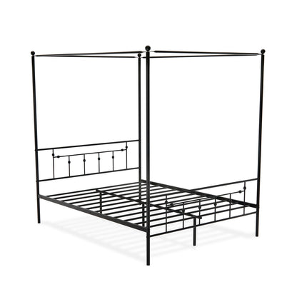 EAST WEST FURNITURE - ATQCBLK - Anniston Canopy Bed with Deluxe Style Headboard and Footboard - Luxurious Metal Frame in Powder Coating Black