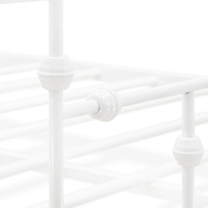 EAST WEST FURNITURE - ATQCWHI - Anniston Queen Bed with Luxurious Style Headboard and Footboard - Canopy Metal Frame in Powder Coating Linen white