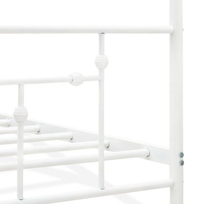 EAST WEST FURNITURE - ATQCWHI - Anniston Queen Bed with Luxurious Style Headboard and Footboard - Canopy Metal Frame in Powder Coating Linen white