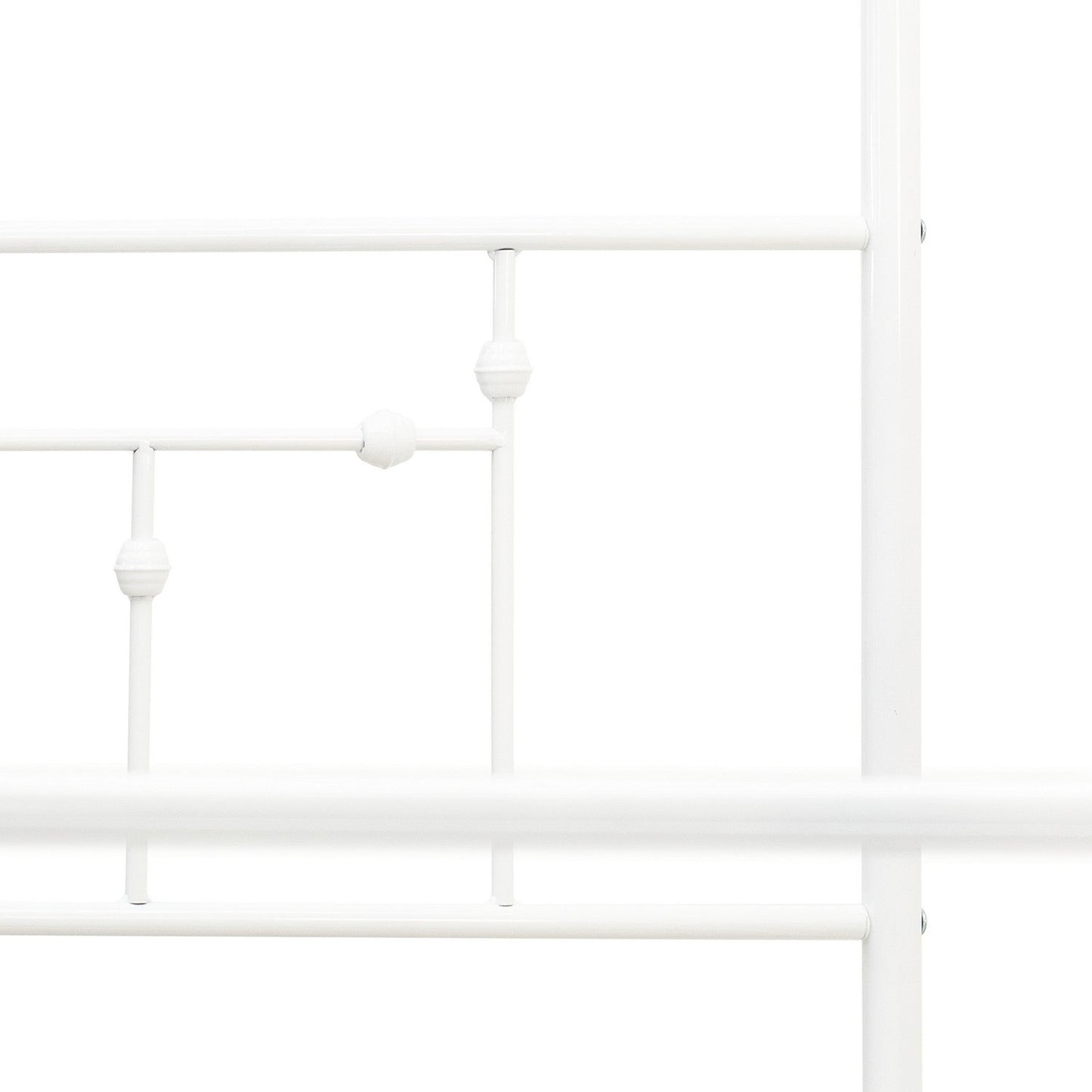 EAST WEST FURNITURE - ATQCWHI - Anniston Queen Bed with Luxurious Style Headboard and Footboard - Canopy Metal Frame in Powder Coating Linen white