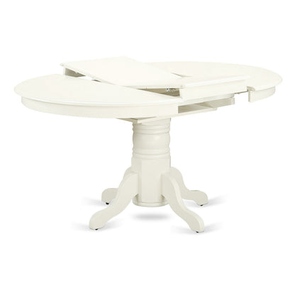 EAST WEST FURNITURE - AVVE5-LWH-15 - 5 Pc Dining Room Table Set - 4 Baby Blue Linen Fabric Dining Padded Chairs with High Back and 1 Removable leaf Oval Dining Table - linen white Finish