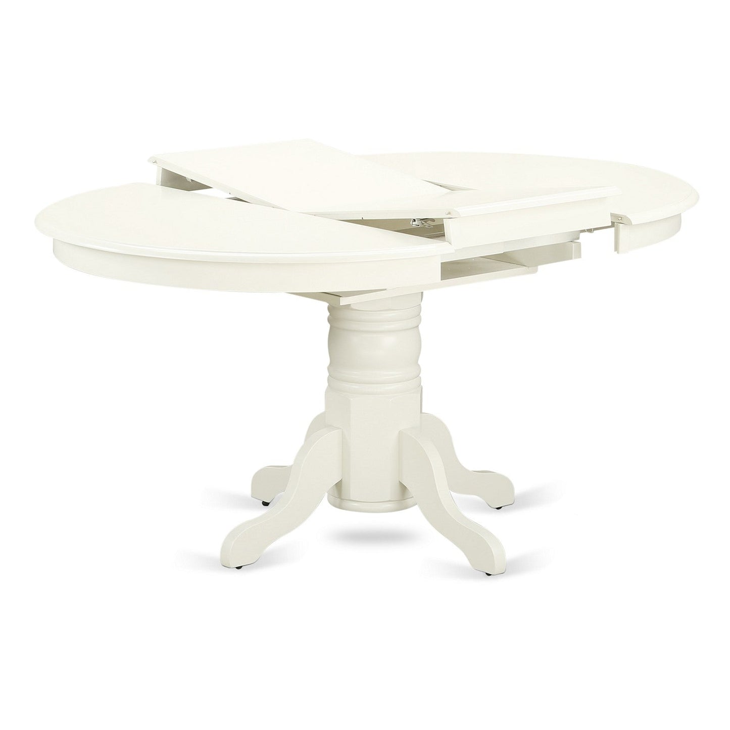 EAST WEST FURNITURE - AVVA5-LWH-C - 5-Pc Dinette Room Set- 4 Mid Century Dining Chairs with Linen Fabric Seat and Slatted Chair Back - Removable leaf Wood Dining Table - linen white Finish