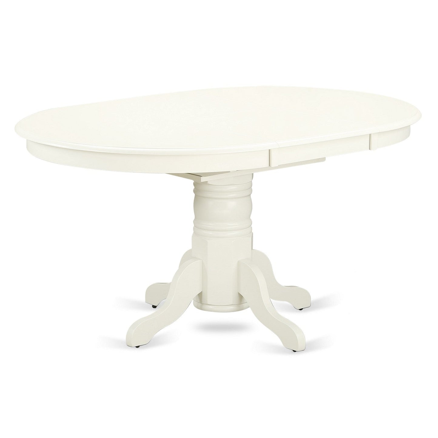 EAST WEST FURNITURE - AVVA5-LWH-W - 5-Piece Modern Dining Set- 4 Mid Century Chair with Wooden Seat and Slatted Chair Back - Removable leaf Oval Dining Table - linen white Finish