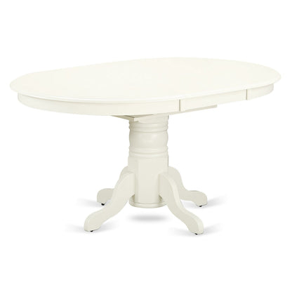 EAST WEST FURNITURE - AVVA7-LWH-C - 7-Piece Dining Table Set- 6 Dining Chairs with Linen Fabric Seat and Slatted Chair Back - Removable leaf Modern Oval Dining Table - linen white Finish