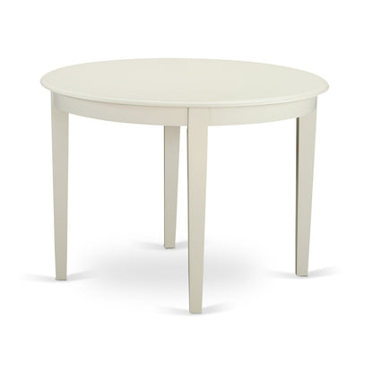 EAST WEST FURNITURE - BOVE5-WHI-15 - 5 Pc Modern Dining Table Set - 4 Baby Blue Linen Fabric Mid Century Dining Chairs with High Back and 1 Modern Dining Table - linen white Finish