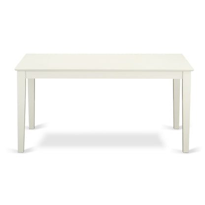 EAST WEST FURNITURE - CAVE5-LWH-15 - 5 Piece Dining Table Set - 4 Baby Blue Linen Fabric Dining Chairs with High Back and 1 Wooden Dining Table - linen white Finish