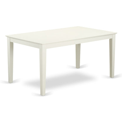EAST WEST FURNITURE - CAVE7-LWH-15 - 7 Piece Dining Room Set - 6 Baby Blue Linen Fabric Dining Padded Chairs with High Back and 1 Kitchen Dining Table - linen white Finish