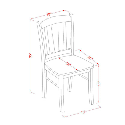 EAST WEST FURNITURE - ANDL3-MAH-W - 3-Piece Dinette Room Set- 2 Dining Room Chair and Dining Room Table - Wooden Seat and Slatted Chair Back - Mahogany Finish