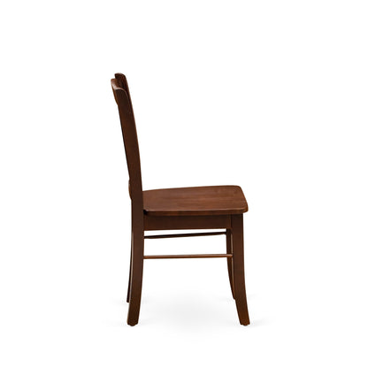 EAST WEST FURNITURE - AMDL5-MAH-W - 5-Piece Modern Dining Set- 4 Dining Chair and Wood Dining Table - Wooden Seat and Slatted Chair Back - Mahogany Finish
