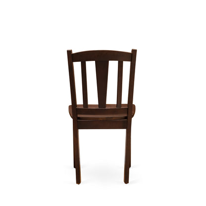 EAST WEST FURNITURE - ANDL5-MAH-W - 5-Piece Dining Room Table Set- 4 Wooden Chairs and Kitchen Table - Wooden Seat and Slatted Chair Back - Mahogany Finish