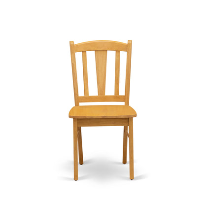 EAST WEST FURNITURE - ANDL3-OAK-W - 3-Piece Dinette Room Set- 2 Kitchen Dining Chair and Wooden Dining Table - Wooden Seat and Slatted Chair Back - Oak Finish