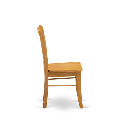EAST WEST FURNITURE - ANDL3-OAK-W - 3-Piece Dinette Room Set- 2 Kitchen Dining Chair and Wooden Dining Table - Wooden Seat and Slatted Chair Back - Oak Finish