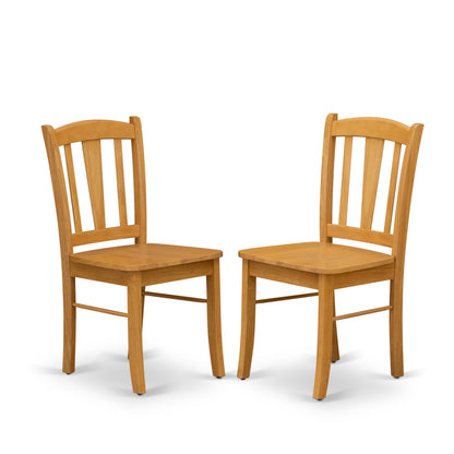 EAST WEST FURNITURE - ANDL3-OAK-W - 3-Piece Dinette Room Set- 2 Kitchen Dining Chair and Wooden Dining Table - Wooden Seat and Slatted Chair Back - Oak Finish