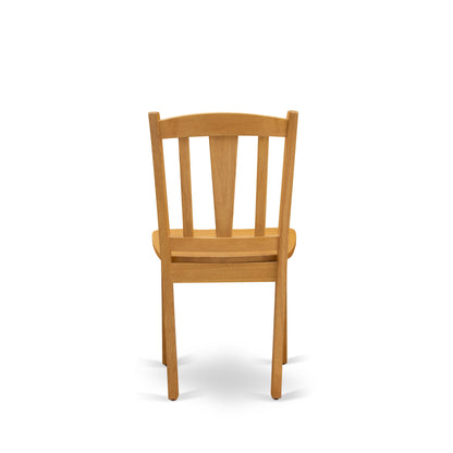 EAST WEST FURNITURE - ANDL5-OAK-W - 5-Pc Dining Room Table Set- 4 Dining Room Chair and dining table - Wooden Seat and Slatted Chair Back - Oak Finish