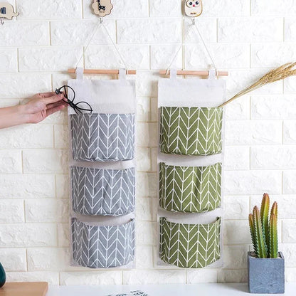 3 Pockets Tree leaf Hanging Storage Bag Wall Mounted Storage Bag Closet Bathroom Organizer Clothes Room Toys Pouch Home Decor