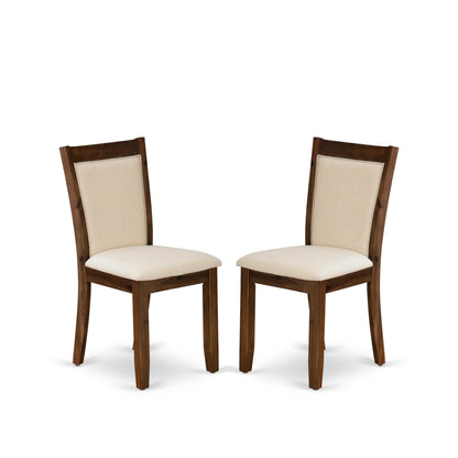 EAST WEST FURNITURE - CNMZ5-N7-32 - 5-Piece Dinner Table Set - A Mid Century Dining Table and 4 Light Beige Linen Fabric Padded Wood Dining Chairs with Stylish High Back � (Distressed Jacobean Finish)