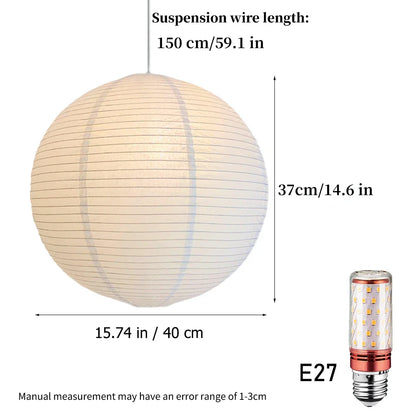 Noguchi Rice Paper Pendant Light for Home Decor Minimalist Japanese Paper Hanging Lamps For Living Room Home Decor Hanging Light